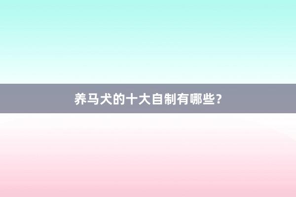 养马犬的十大自制有哪些?